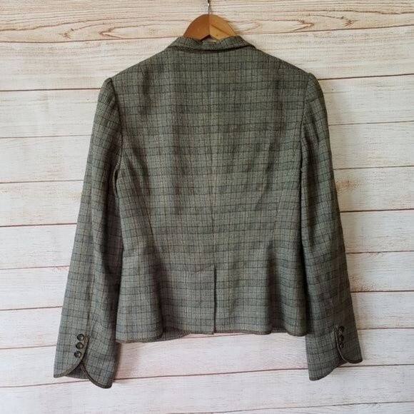 Laundry by Shelli Segal Wool Blend Ruffle Collar Plaid Lined Jacket Size 8 - Picture 4 of 9